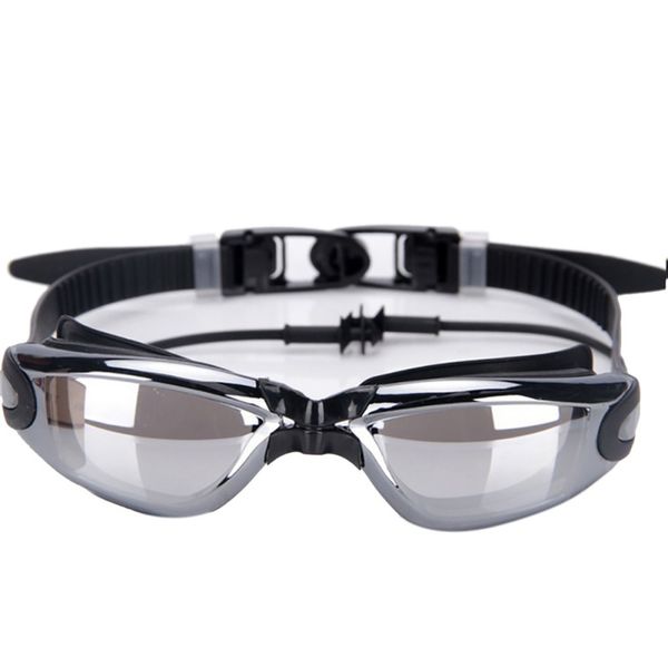 

electroplating professional glasses arena siamese silicone earplugs swimming anti-fog glasses swimming unisex