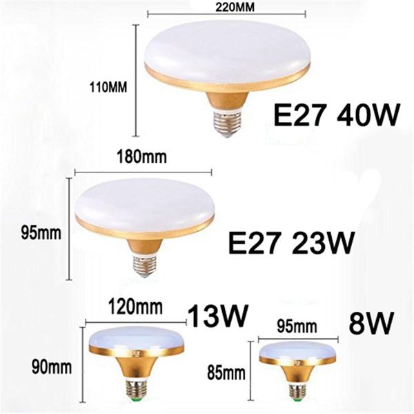 

ufo led bulb 40w 23w 13w e27 aluminum shell lamp 220v 230v 240v smd 5730 flat high-power led bulb ufo flat head