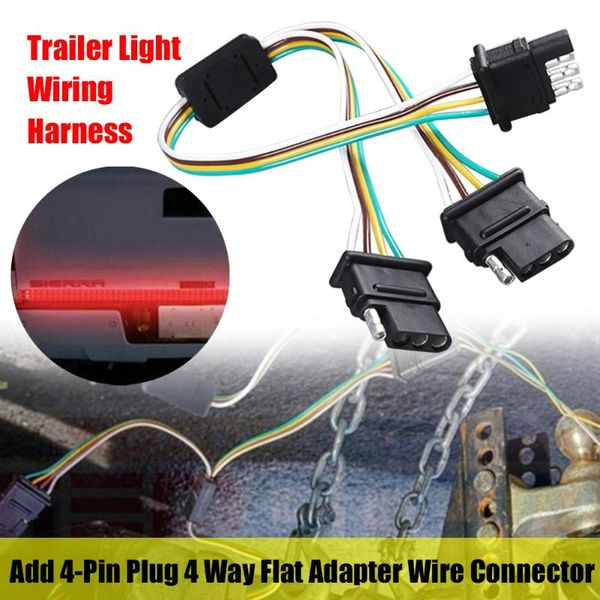 

trailer light wiring harness add 4-pin plug 4 way flat adapter wire connector