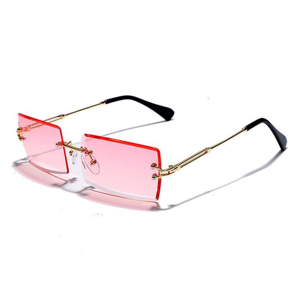 

2020 fashion ocean square uv400 sunglasses trendy retro rectangular rimless crystal sunglasses women men alloy gradient glasses