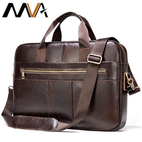 

mva men briefcase lapbags for men fashion mens bags handbags genuine leather briefcases bag shoulder 15.6 inch lap7352