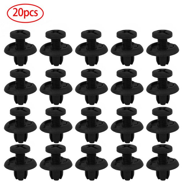 

20pcs 8mm hole moulding splash guard clips black retainer fasteners bumper fender hood splash shield protector car accessories