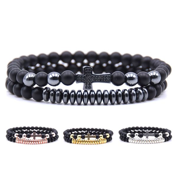 

mens cross bracelet beads bracelet jewelry men pulseira masculina feminina bileklik pulseras mujer moda 2018 gift accessories, Black