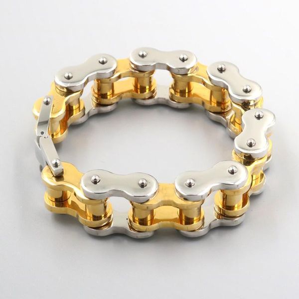 

selling 21.5cm * 18mm large heavy huge men's titanium stainless steel black silver bike biker motorcycle chain bracelet bang