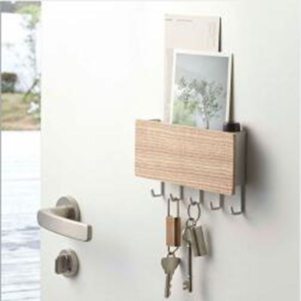 

japanese style small fresh porch storage box creative multi-purpose key wall-mounted storage hook wall magnetic wooden hook