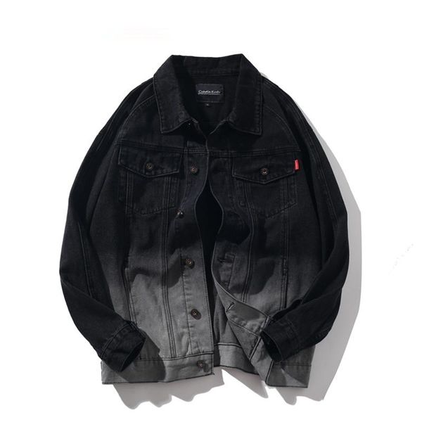 

men tie dye jeans jackets 2020 mens vintage harajuku denim jackets coats male autumn designer black windbreaker, Black;brown