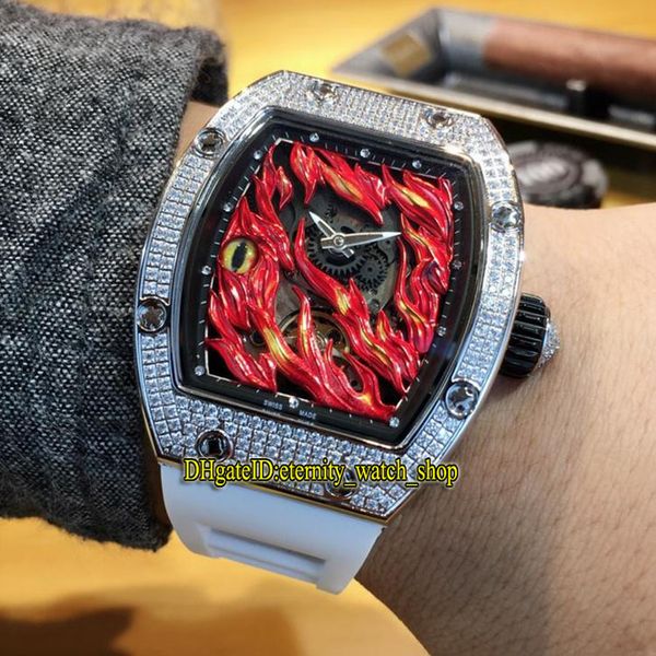 

version rm 26-02 diamonds case unique creative evil eye dial japan miyota automatic rm26-02 mens watch rubber strap sport luxury watches, Slivery;brown