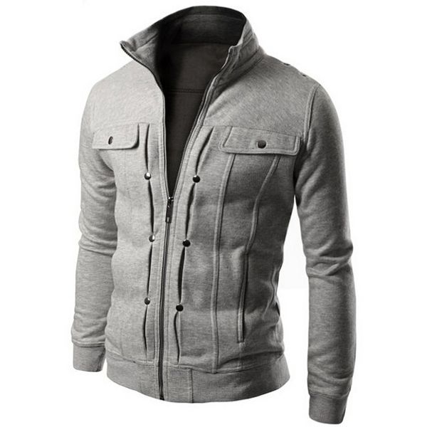 

zogaa new arrival 2019 rivet decoration long sleeve collar men's jackets casual korean slim fit thin male jacket brand overcoat, Black;brown