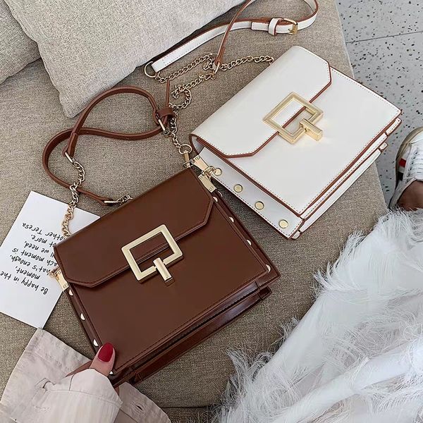 

retro leisure women's bag 2020 new fashion korean version versatile one shoulder messenger bag texture chain small square