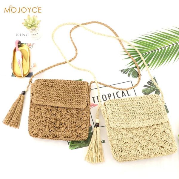 

2020 нового женского летнего woven crossbody мешка плечо женщины солома кисточка повседневные твердые сумки пляж посланник