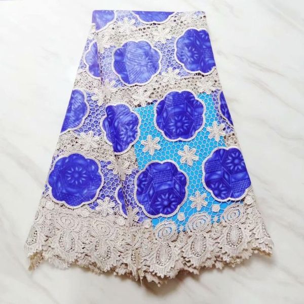 

african wax brode prints water soluble lace net fabric for wedding 5yds high class dress material african wax patchwork net lace, Black;white