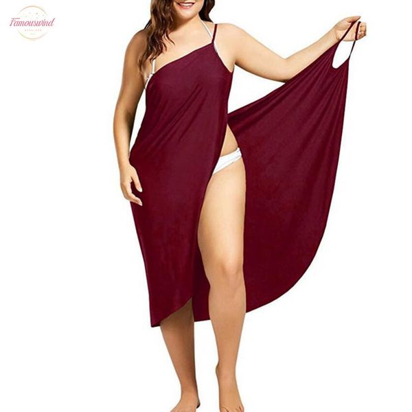 

wine red sarong beach dress 2020 holiday beachwear women summer dress beach robe spaghetti straps big size vestido ball gown 5xl, Black;gray