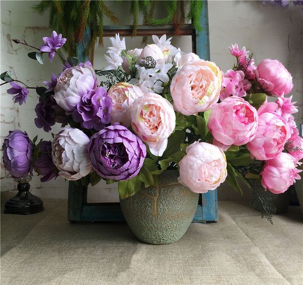 

new large vintage european peony bunch silk artificial flowers peonies for home l wedding decoration fake flower flores