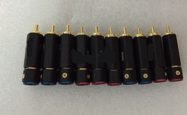 Freeshipping 50 stücke Hohe qualität Gold Überzogene Kupfer RCA stecker Locking Audio Kabel Männlich Löten stecker Adapter