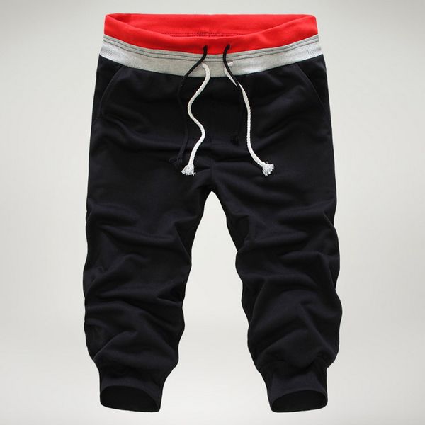 

calofe 2019 new men pant summer elastic waist buckle pants men's fashion casual sweatpants hip hop calf-length fashion trousers, Black