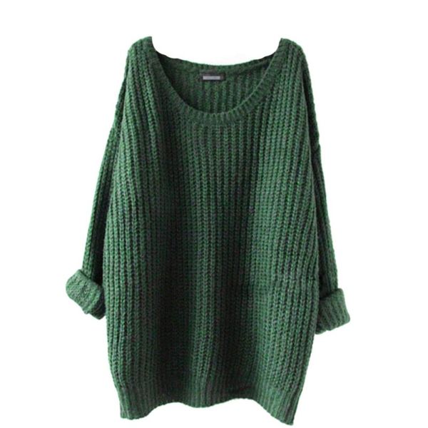 

knitted pullover women sweater autumn winter mixed solid color wool o-neck loose oversized comfort fashion long sleeve jumper, White;black