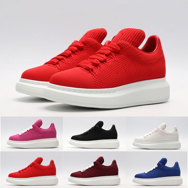 

2019 Newest Mqueen Gym Red Triple Black White Mesh Mens Womens Fashion Luxury Casual Shoes Platform Sneakers Designer Flats Size 35-45