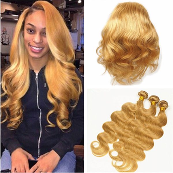 2020 27 Strawberry Blonde Brazilian Body Wave Human Hair 3bundles