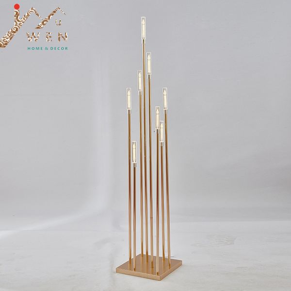 

10pcs 8 heads metal candelabra candle holders acrylic wedding table centerpiece flower road lead candelabrum for home decor