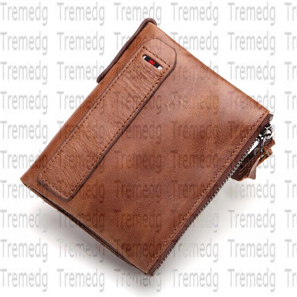 Geldbörse Antithef Leder Kurzes Wachs Doppelter Reißverschluss Kartenetui Halter Visitenkarten Reisepass Geldbörse Münze Mann Geldscheinklammer Clutch Handtasche Designer Leinenhandtasche Plüsch