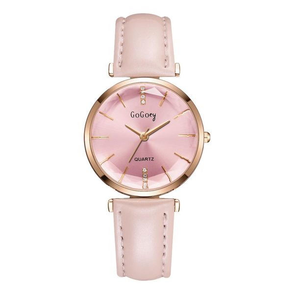

pink aurora women's watch 2019 new luxury casual leather strap female quartz watches female simple dress bracelet watch relogios, Slivery;brown