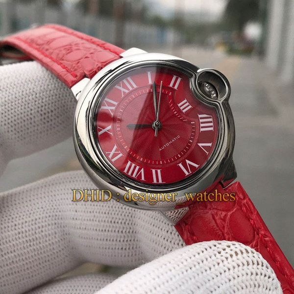 

woman designer luxury watches car ballon lady fashion import mechanical automatic watch 33mm 316l stainless steel case pink leather strap, Slivery;brown