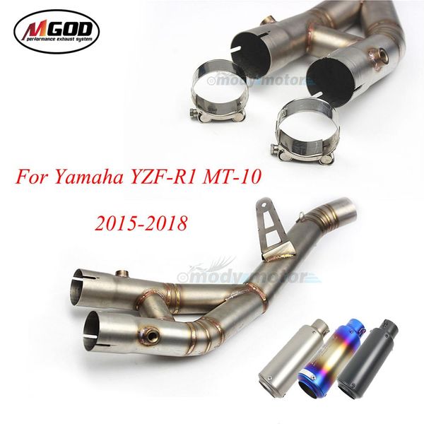 

для yzf r1 mt10 yzf-r1 mt10 2015-2018 мотоцикл выхлопная нескользкую на ближнем mid link pipe бегство moto connect tube мотовелосипед