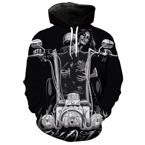 

fashion hooded sweatshirt motorcycle beauty skull print cool black hoodie dropshipping and wholesale us size