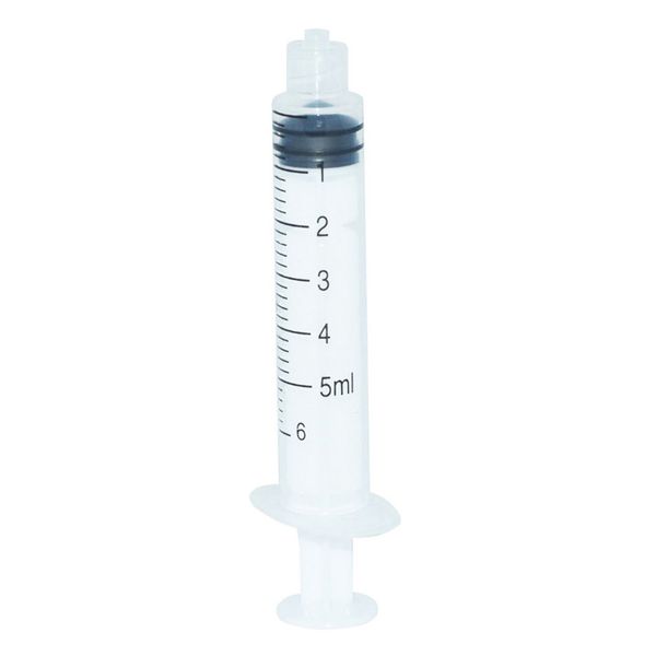 

plastic syringes 5ml for scientific labs and dispensing multiple uses cap pack of 50