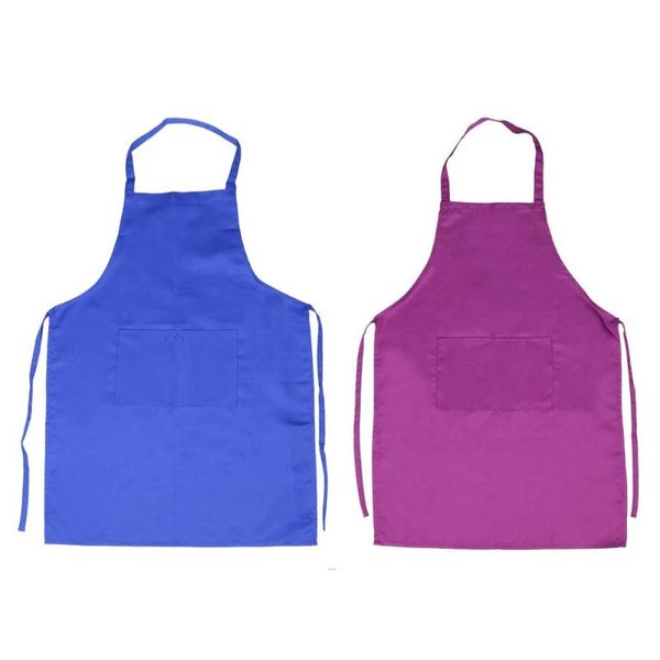 

women men adjustable kitchen apron pure color waterproof bib for cooking