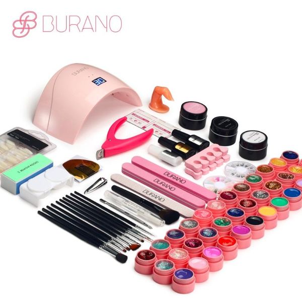 

burano uv led lamp & 36 color uv gel nail polish art tools polish nail set kit building gel manicure set of tools new set009
