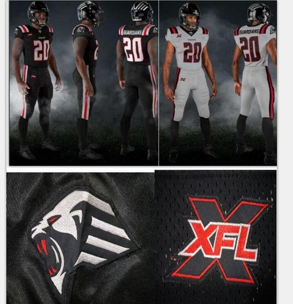 

custom ny guardians xfl football jersey agasiva terrence demarcus ayers tj barnes keenen brown garrett brumfield nick deluca scott daly aske, Black