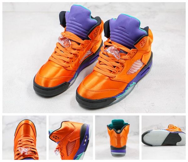

2020 jumpman 5 5s muslin mens womens basketball shoes fresh prince silk satin orange blue fashion sports sneakers trainers size36-45