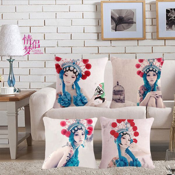 

originality peking opera cotton flax pillow back cushion loose coat