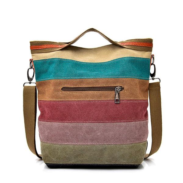 

women bag casual canvas splice stripe crossbody bags shoulder bag handbag messenger luxury handbags bolsa feminina 2.21