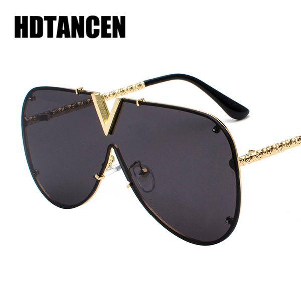 

hdtancen 2019 fashion sunglasses men women brand design metal frame oversized personality sun glasses, White;black