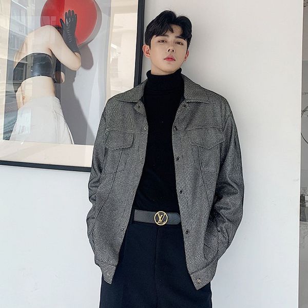 

men autumn spring loose casual shining coat male vintage fashion streetwear hip hop jackets outerwear nightclub stage clothing, Black;brown