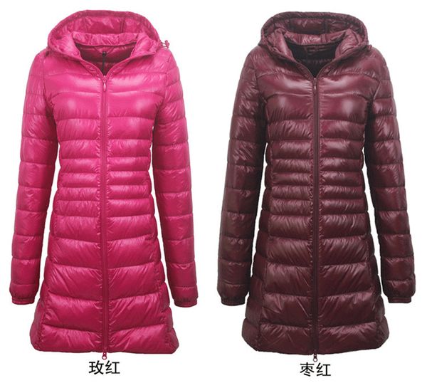 

down parka new brand winter down jacket women long white duck jacket outwear ultralight hooded thin hat coat, Black