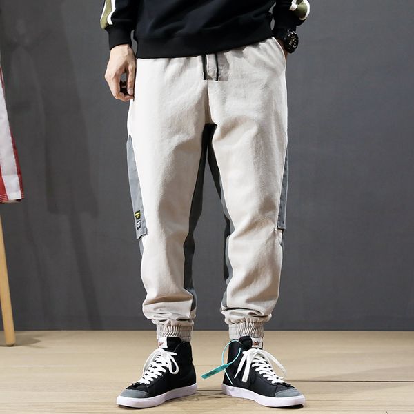 

hip men fashion jeans men streetwear designer multi hip harem jeans autumn cargo pants spliced pockets jogger kudvv, Black