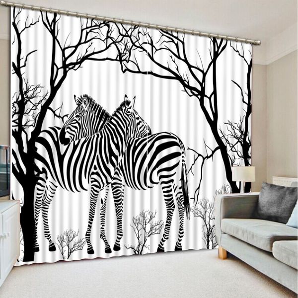 

customize window curtain living room bedroom abstract zebra tree japanese window curtains
