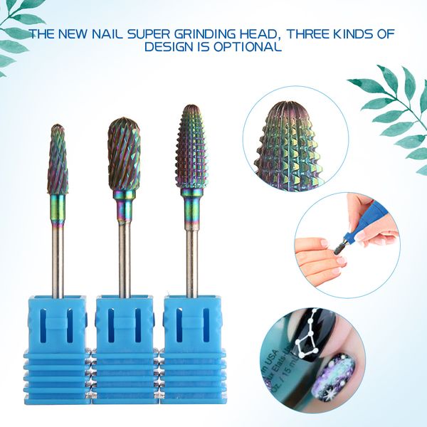 

nail drill bit for manicure tungsten steel grinding head tool polishing drill for nail art polish machine plating color