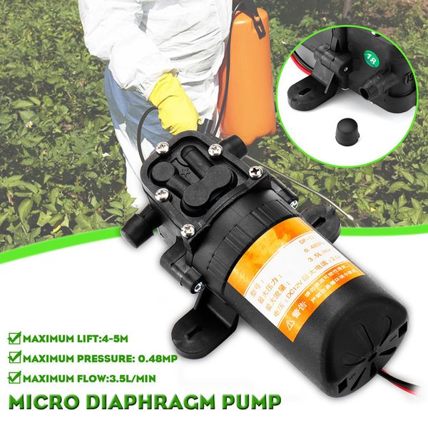 DC 12V 70psi 3.5L / dk Tarımsal Elektrik Su Pompası Siyah Mikro Yüksek Basınçlı Diyafram Su Püskürtme Pompası Oto Yıkama 12 V Y200106