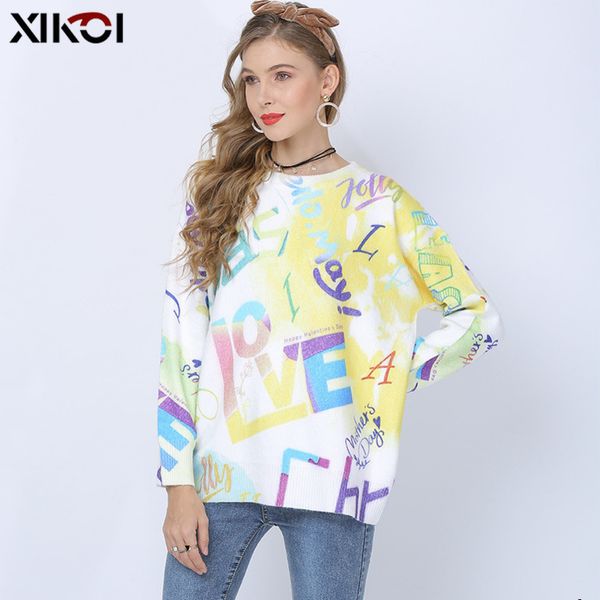 

womens designer letter printed pullover sweater round neck large size shirt loose long sleeve sweaterqc41qc41, Black;brown