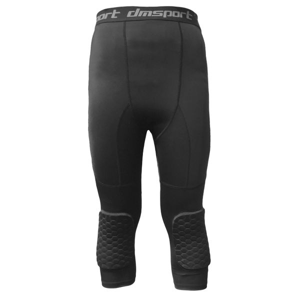 

compression basketball shorts with knee pads safety anti-collision training trousers 3/4 leggings jogging collision knees, Blue