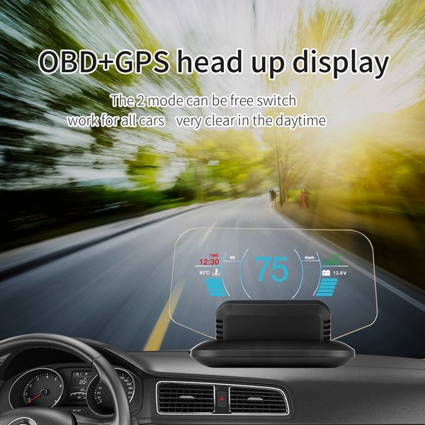 

c1 mirror hud head up display auto hud obd2+gps car speed projector speedometer car detector kmh kpm accessories