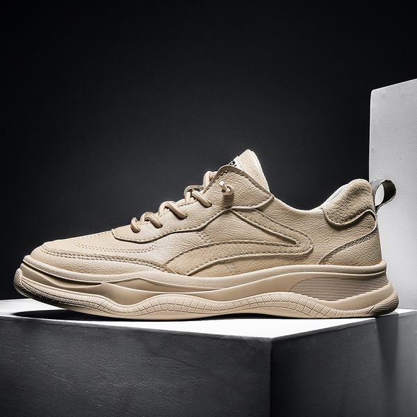 

spring 2020 new young casual men shoe white leather shoes for mens casual shoes male lacing flats men size 39-44, Black