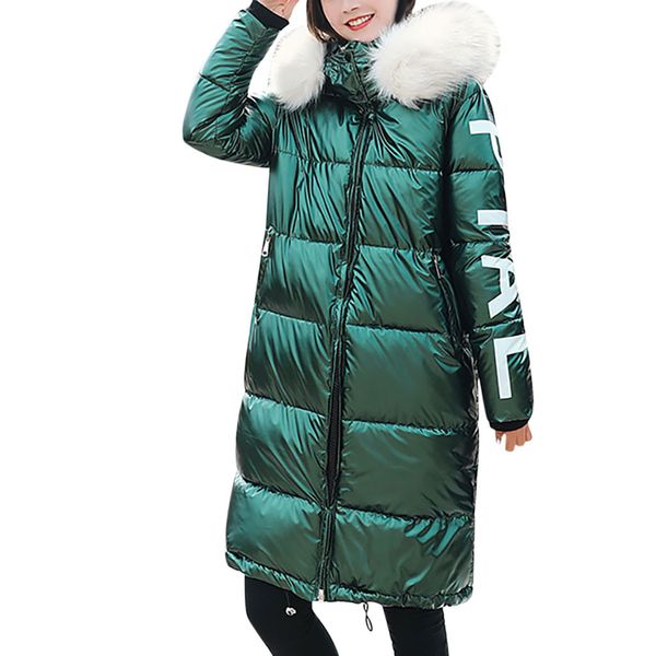 

female parkas women winter thicker warm casual loose windproof bright surface diamond long overcoats ladies parkas coats 19nov05, Black