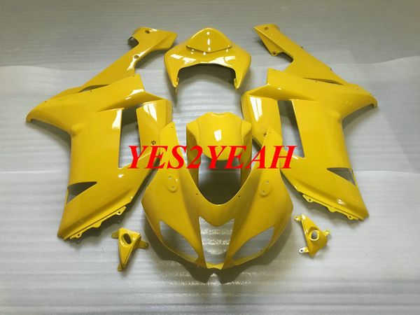 Motocicleta Carenagem kit corpo personalizado para KAWASAKI Ninja ZX6R 636 07 08 ZX 6R 2007 2008 Carenagem Amarelo Carroçaria + Presentes KB67