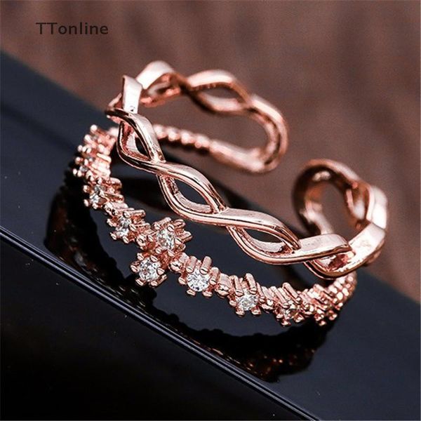 

joint ring personality rhinestone rings wholesale frosty style simple fashion shining modern jewelry for women, Slivery;golden
