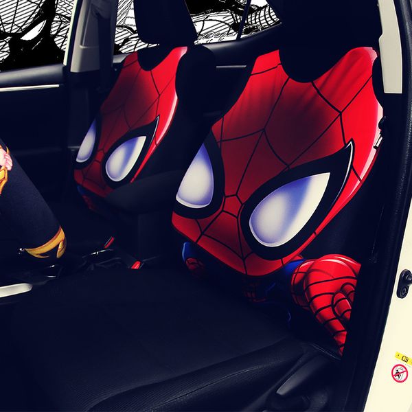 Creative Movie Cat Hero Spiderman Iron Man Seat Cover Toy For Cars